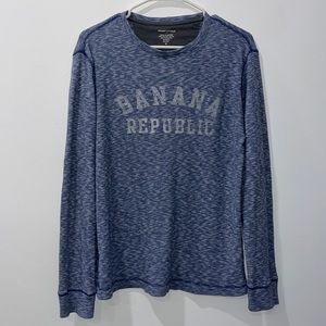 Banana Republic Navy & White Long Sleeve Shirt